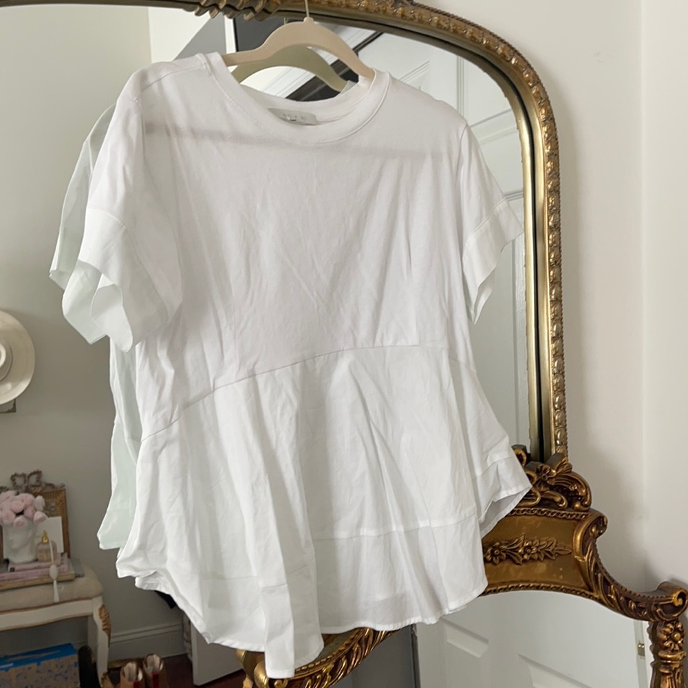 Anthropologie white peplum tee